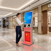 WUXIN Photomaton à impression instantanée en forme de cœur, écran tactile haute résolution 22/27 pouces, support DSLR, kiosque avec éclairage RGB dynamique pour centre commercial