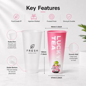 Vaso Desechable de PP de 24oz para Catering de Comedor Universitario, Venta al por Mayor, OEM, Impreso, Antiderrames, Contenedor de Bebidas para Llevar, Logotipo Personalizado - Product Image 3