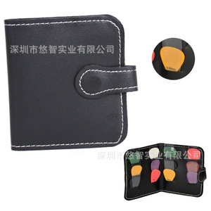Estuche personalizado para púas de guitarra de cuero PU, bolsa de almacenamiento para púas de ukelele, bolsa de accesorios con clip para púas. - Product Image 1