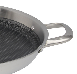 Customized SS 316 Stainless Steel 3 Layers Tri-ply Non-stick Honeycomb Two 2 Handles <strong>Paella</strong> <strong>Pan</strong> - Product Image 3