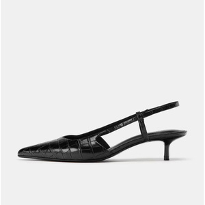 Scarpe da Sposa Autunno/Inverno da Donna in Vernice Nera con Tacco Sottile Super Alto (8cm+) con Punta a Spillo e Cinturino Posteriore - Product Image 1