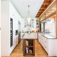 Meubles de cuisine modernes modulaires en bois massif avec finition laquée haute brillance et panneaux mélaminés, prêts à assembler, avec évier intégré, directement de l'usine