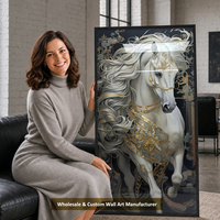 UNIART Qualité Impression sur Toile Cheval Art Mural en Porcelaine Couloir Peintures Diamants LED Peinture en Porcelaine Cristal Décoration Maison