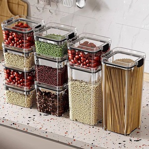 Airtight Transparent <b>Storage</b> Jars Rectangle <b>Stackable</b> Food <b>Container</b> For Grain Cereal Snack Dried Fruit Spice Kitchen Use - Product Image 2