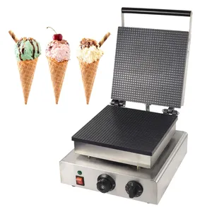 Cono gelato commerciale Baker elettrico in acciaio inox antiaderente uovo Roll cono Maker 2KW Waffle biscotti macchina testa singola