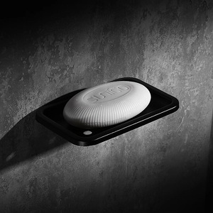 Porte-savon carré en aluminium Saint Ruijia, finition mate or noir, avec drainage, pour salle de bain, sans perçage requis - Product Image 4