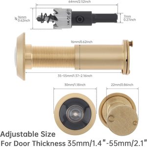 Rắn brass 220 độ <span class=keywords><strong>Door</strong></span> <span class=keywords><strong>Viewer</strong></span> lổ nhìn trộm cho 1-3/8 in. Để 2-3/8 in. Cửa ra vào - Product Image 5