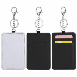 Porte-clés en cuir PU personnalisable par sublimation avec poche vierge pour cartes de visite - Product Image 5