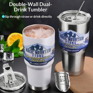 Ice <b>Cup</b> 304 Stainless Steel Large Capacity Vacuum Insulated Customizable Portable Car Big Belly Students <b>Cold</b> Retention - Product Image 3