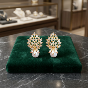 Nouvelles boucles d'oreilles pendantes tendance Exima Traders pour femmes, en laiton avec pierres AD serties, ensemble de bijoux pour un usage quotidien décontracté - Product Image 3