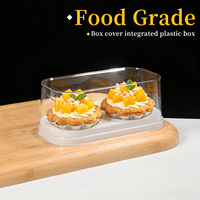 Boîte à dessert transparente en PET pour cupcakes, muffins, mochi, pudding, plateau jetable à 2 compartiments, qualité alimentaire pour la cuisson et la livraison