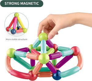 Juego de varillas magnéticas extrafuertes para construcción 3D, juego de bolas y varillas magnéticas, juguetes de apilamiento Montessori STEM para niños y niñas - Product Image 2