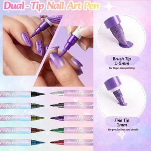 Wholesale Professional Nail Art Marker <b>Set</b> Quick Dry Waterproof Custom Logo 10 Colors Metallic Nail Polish Pen for DIY Salon - Product Image 2