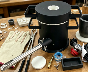 Horno de Fusión a Gas de 4Kg/6Kg/12Kg/25Kg/50Kg, Fundidor de Metales para Fundición con Crisol, Tenazas, Guantes y Molde para <span class=keywords><strong>Lingotes</strong></span> para Fundición de Joyería - Product Image 5