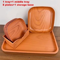 Assiette simple en plastique imitation bois pour os et restes, idéale pour la maison et le commerce, pour le thé de l'après-midi, les fruits et les noix