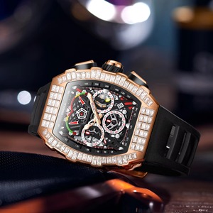 Drioshipping Fancy Custom Logo Man <b>Mechanical</b> <b>Watch</b> Superior Silicone Band Luminous Hollow Out Bling Business <b>Watch</b> Set - Product Image 3