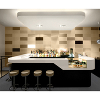 Comptoir de bar design en pierre artificielle pour café, restaurant et boîte de nuit avec éclairage LED noir