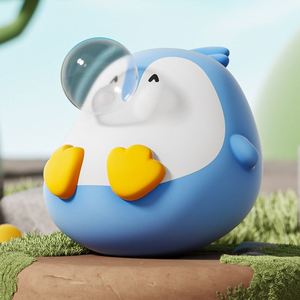 Creative Kawaii Penguin Animals <b>Squishy</b> Toy Durable Portable Rubber Blow Bubbles Kids' Office Decor Stress-Relieving Feature - Product Image 1