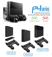 Support de Station de Refroidissement pour PS4 PlayStation 4/Slim/Pro avec Station d'Accueil Chargeur Double Manette (Port EXT) et 10 Emplacements pour Jeux