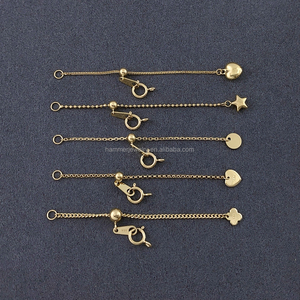 سلسلة موسع مجوهرات من الذهب الخالص 14 قيراط قابل للتعديل مشبك اصنعها بنفسك سوار قلادة - Product Image 2