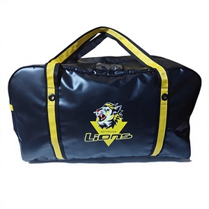 Bolsa de lona negra de PVC con correas amarillas y logotipo personalizado para artículos deportivos - Product Image 3