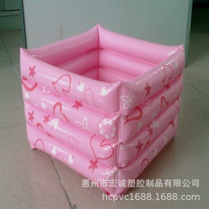 Pvc <b>Inflatable</b> Shampoo Basin Heart Pattern Pink For Baby <b>Bathing</b> Huizhou Made - Product Image 1