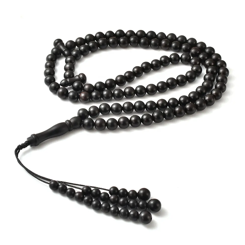 YS368 Wholesale Islamic Natural Coc Real Wooden Tasbih Tasbeeh Muslim Beads 99 Ebony Wood Rosary Prayer Beads