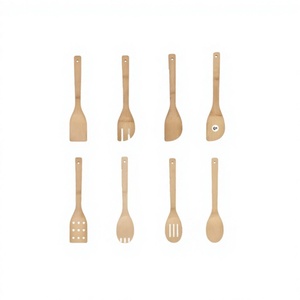 Ensemble d'ustensiles de cuisine écologiques en bambou, spatules en bois, outils de cuisson, compatibles lave-vaisselle et four, légers - Product Image 2