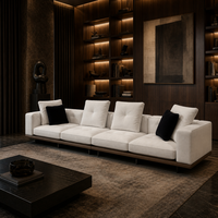 Modulares Konvertierbares Ecksofa aus Echtleder mit Abnehmbaren Bezügen, Abnehmbaren Rückenlehnen, CNC-Gefrästen Paneelen und Zapfen- und Dübelführung