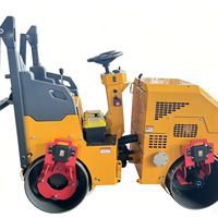 Rouleau compresseur routier autoporté à double tambour en acier FVR-880, compresseur hydraulique diesel de 1000 kg pour le compactage de l'asphalte et du sol