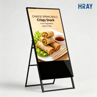 Exhibidor Publicitario LCD de 43 Pulgadas con Soporte de Piso HRAY, Contraste de 1200:1, Vidrio Templado, para Promoción en Cafeterías, Fabricación OEM/ODM