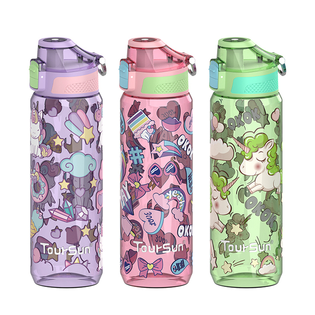 Sports School Children Cartoon Eco-Friendly Boiling Water Applicable Customized Color Food Grade PP Plastic Drinking Water