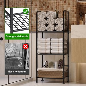 Estante de almacenamiento minimalista de metal SENYU de 3 niveles para baño con toallero y cesta. - Product Image 6