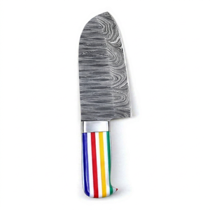 มีดทำครัวเหล็กดามัสกัสทำมือ ด้ามเรซิ่นลายหลากสี มีดหั่น - Product Image 1
