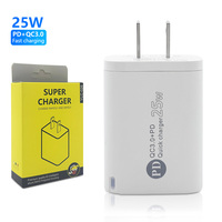 Offre Spéciale 25W chargeur de téléphone double Ports A + C QC3.0 PD type-c adaptateur charge rapide chargeur USB prise américaine pour iphone adaptateur de voyage
