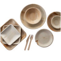 Vaisselle jetable en feuille d'areca en bambou Vaisselle Couverts Assiettes robustes en feuille de palmier