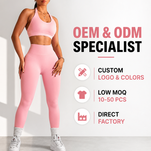 Women Premium Solid Soft <b>Pink</b> Seamless Yoga Set Racerback Sports Bra High Waist Sculpting Leggings Professional Fitness Front - Product Image 4