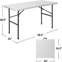 Table pliante en plastique blanc HDPE légère de 120 cm (48 pouces, 4 pieds) pour événements et mariages, vente en gros d'usine