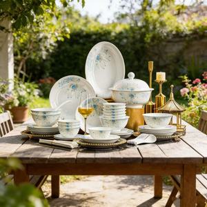 Service de table de luxe Sweet Cupid en porcelaine haute blancheur, 58 pièces, comprenant bols <span class=keywords><strong>et</strong></span> assiettes, idéal pour mariages, banquets <span class=keywords><strong>et</strong></span> occasions festives - Product Image 2