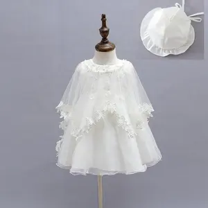Luxury Infant Girls Dress for Christening Baby Girl Lace Dresses Baptism Clothes Birthday Princess White Outfits