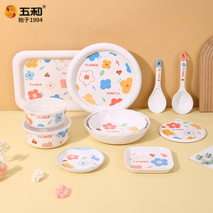 Wuhe Children's Melamine Plate Circle Flower Pattern Heat Insulation Mat For Baby Dining - Product Image 4