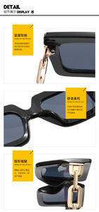 ZHIHENG nouvelle <span class=keywords><strong>chaîne</strong></span> en métal à la mode carré grand cadre <span class=keywords><strong>lunettes</strong></span> anti-lumière bleue <span class=keywords><strong>lunettes</strong></span> de soleil personnalisées femmes - Product Image 2