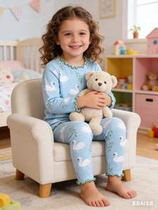 Vente flash - Pyjamas d'hiver à manches longues de style décontracté, super doux et respirants, motifs personnalisés, ensemble 2 pièces pour bébés garçons et filles, OEM - Product Image 3