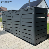 Conteneur à déchets robuste en WPC et aluminium, bac à ordures extérieur verrouillable avec vérin à gaz pour jardin