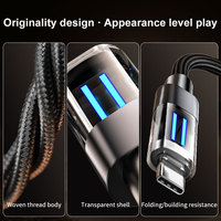 Kabel USB-A ke Type-C Pengisian Daya Super Cepat 100W dengan Cangkang PVC Transparan, Jalinan Nilon, dan Lampu LED untuk Ponsel & Komputer