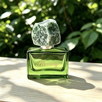 Flacons de parfum en verre rectangulaires personnalisés en gros, 30 ml, 50 ml, 100 ml, avec couvercles en pierre et logo privé