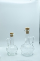 Bouteille en verre transparent de 260 ml avec poignée pour la cuisine, le barbecue, l'huile d'olive, le vinaigre, les liquides, les assaisonnements, avec bouchon verseur et bouchon en liège