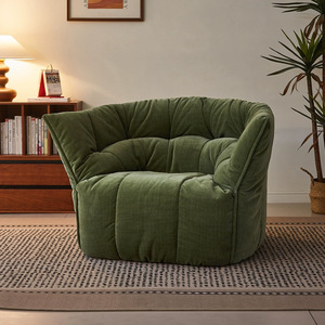 Sillón Brigandin, Sofá Individual Moderno y Minimalista, Sillón Puff de Tela, Relleno de Espuma Redonda, Sillón de Descanso para el Hogar - Product Image 1