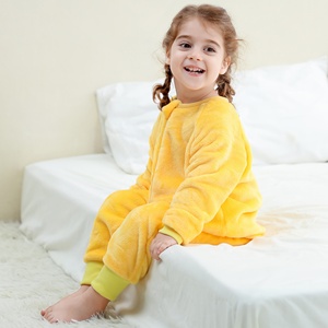 Michley Kinderen Schattige Kleine Gele Eend Snel Droogende Ademend Casual Plus Size Flanellen Pyjama's met Dierenprint 1-6 Jaar - Product Image 2