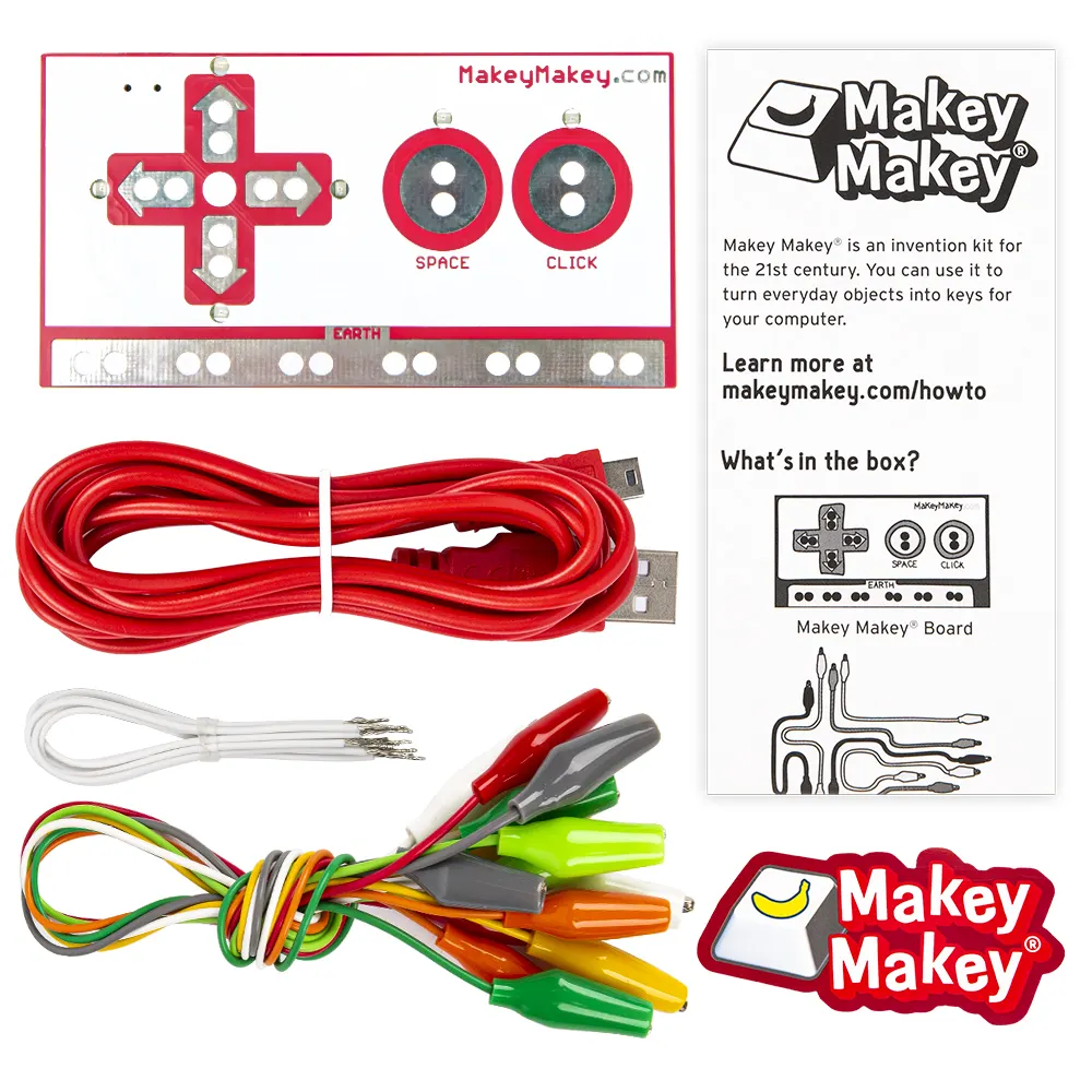 MK Kit พร้อมสายเคเบิล USB คลิปจระเข้สําหรับเด็ก Makey Makey